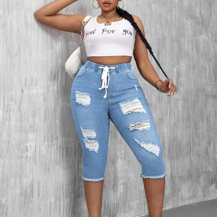 Womens Slimming Ripped Plus-Size Jeans