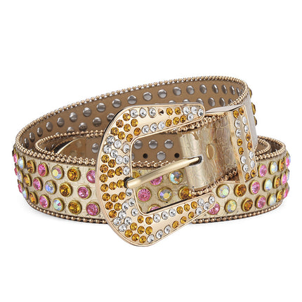 Men Alloy Belt Punk Rock Rivet Rhinestone