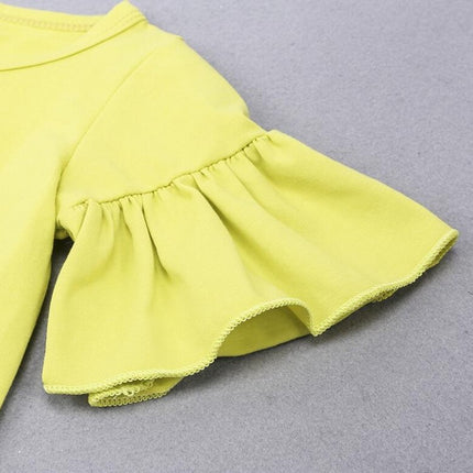 Girls Clothing Cotton Yellow Letter T-Shirt Jeans Suit