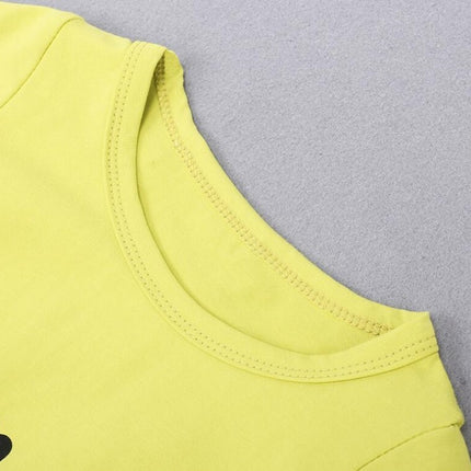Girls Clothing Cotton Yellow Letter T-Shirt Jeans Suit