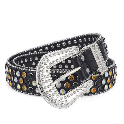 Men Alloy Belt Punk Rock Rivet Rhinestone