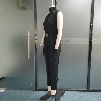 Shoulder Slimming Waist-slimming Belt Decoration Blouse And Pants