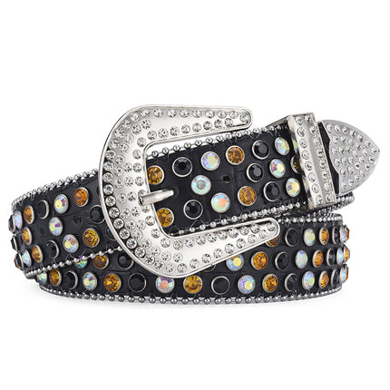 Men Alloy Belt Punk Rock Rivet Rhinestone