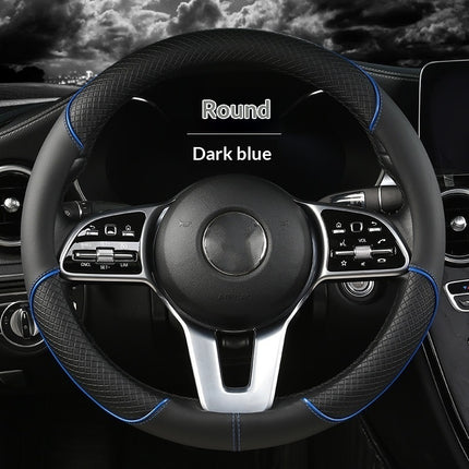 Car Steering Wheel Cover With Leather Non-slip Inner Ring And Cool Trim