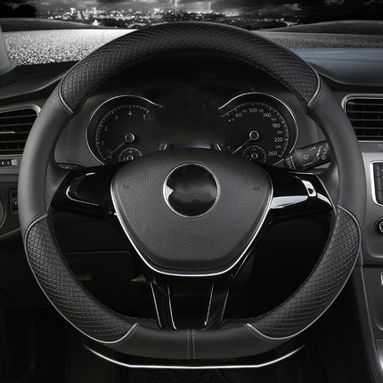 Car Steering Wheel Cover With Leather Non-slip Inner Ring And Cool Trim