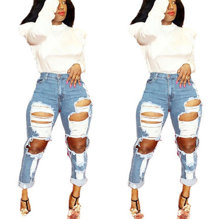 Women's Fashion Hip Hop Jeans With Big Holes