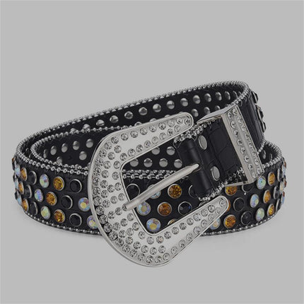 Men Alloy Belt Punk Rock Rivet Rhinestone