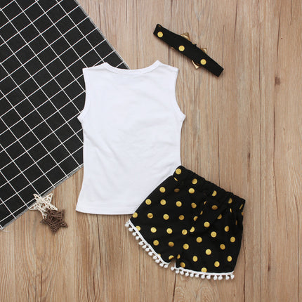 Feather Pattern Sleeveless Top Shorts Two-piece Children's Wear