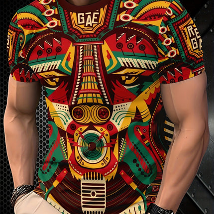 Men's 3D Digital Print Crewneck Short-Sleeve T-Shirt