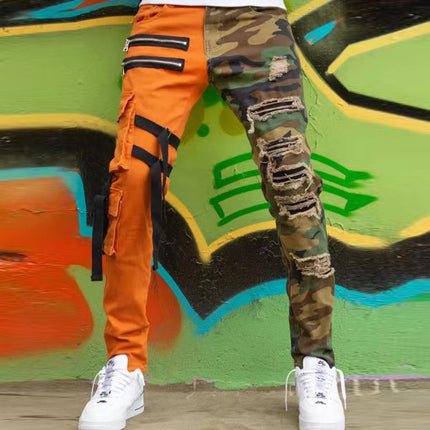 Mens Slim-fit Zip-up Skinny Jeans With Rips