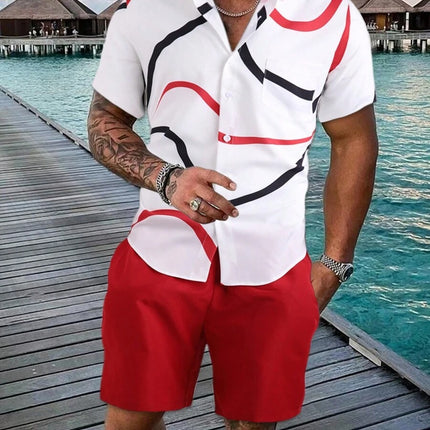 Men's Loose Casual Geometric Short Shirt