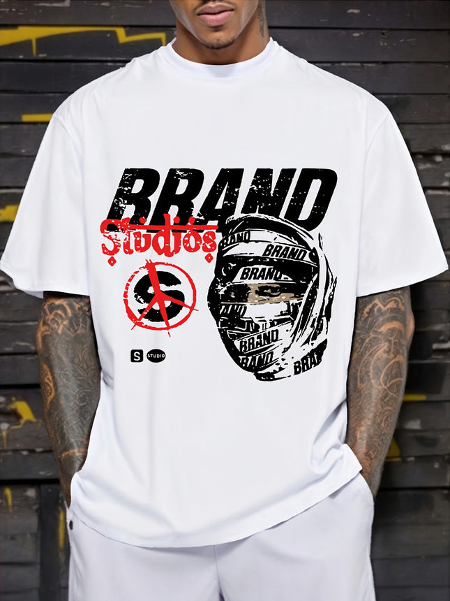 Men's Striped Color-Block Crewneck Short-Sleeve T-Shirt