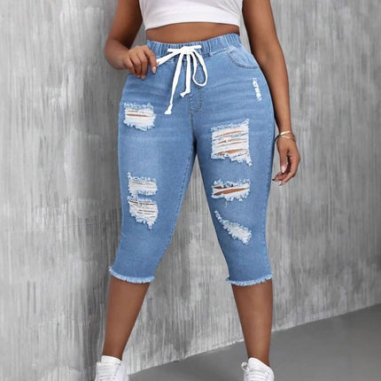 Womens Slimming Ripped Plus-Size Jeans