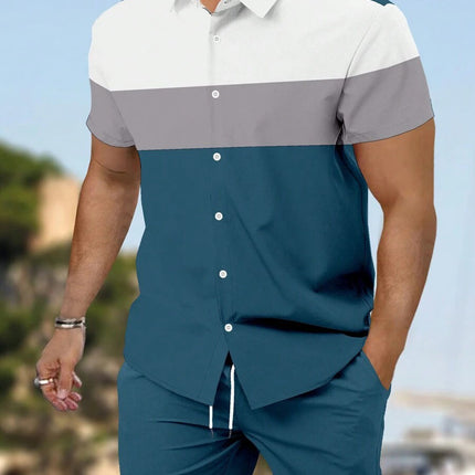 Men's Loose Casual Geometric Short Shirt
