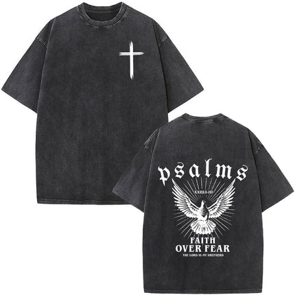Fashionable Retro Cross Washed Short-Sleeve
