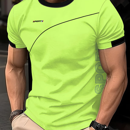 Men's Striped Color-Block Crewneck Short-Sleeve T-Shirt
