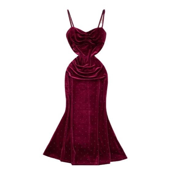 Women's Sexy Socialite Pleated Waist Tight Suspender Dress
