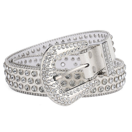 Men Alloy Belt Punk Rock Rivet Rhinestone