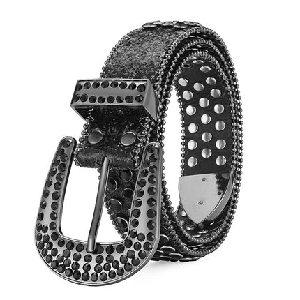 Men Alloy Belt Punk Rock Rivet Rhinestone