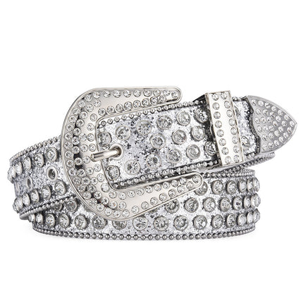 Men Alloy Belt Punk Rock Rivet Rhinestone