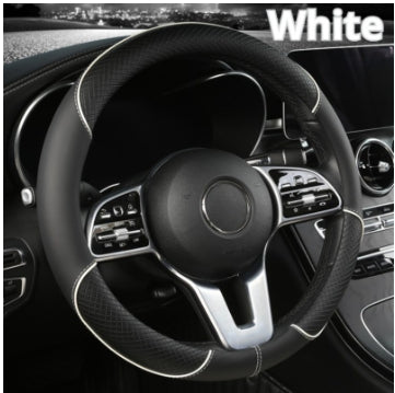 Car Steering Wheel Cover With Leather Non-slip Inner Ring And Cool Trim