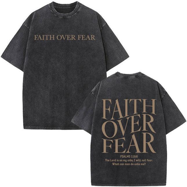 Fashionable Retro Cross Washed Short-Sleeve