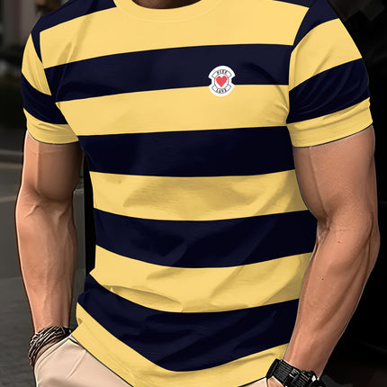 Men's Striped Color-Block Crewneck Short-Sleeve T-Shirt