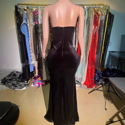Black Bandeau Slim-fit Skinny Long And Ground Dress