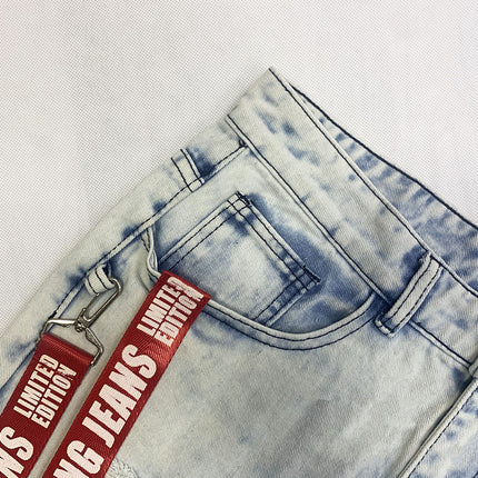 Mens Slim-fit Zip-up Skinny Jeans With Rips